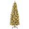 Green Pencil Christmas Tree with Warm White Lights, Snow-Frosted Tips and Metal Base